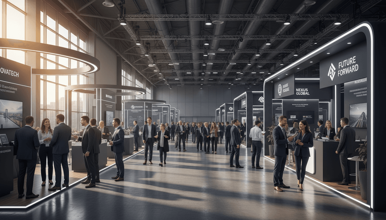 Premium booth with multiple product displays and professional staff